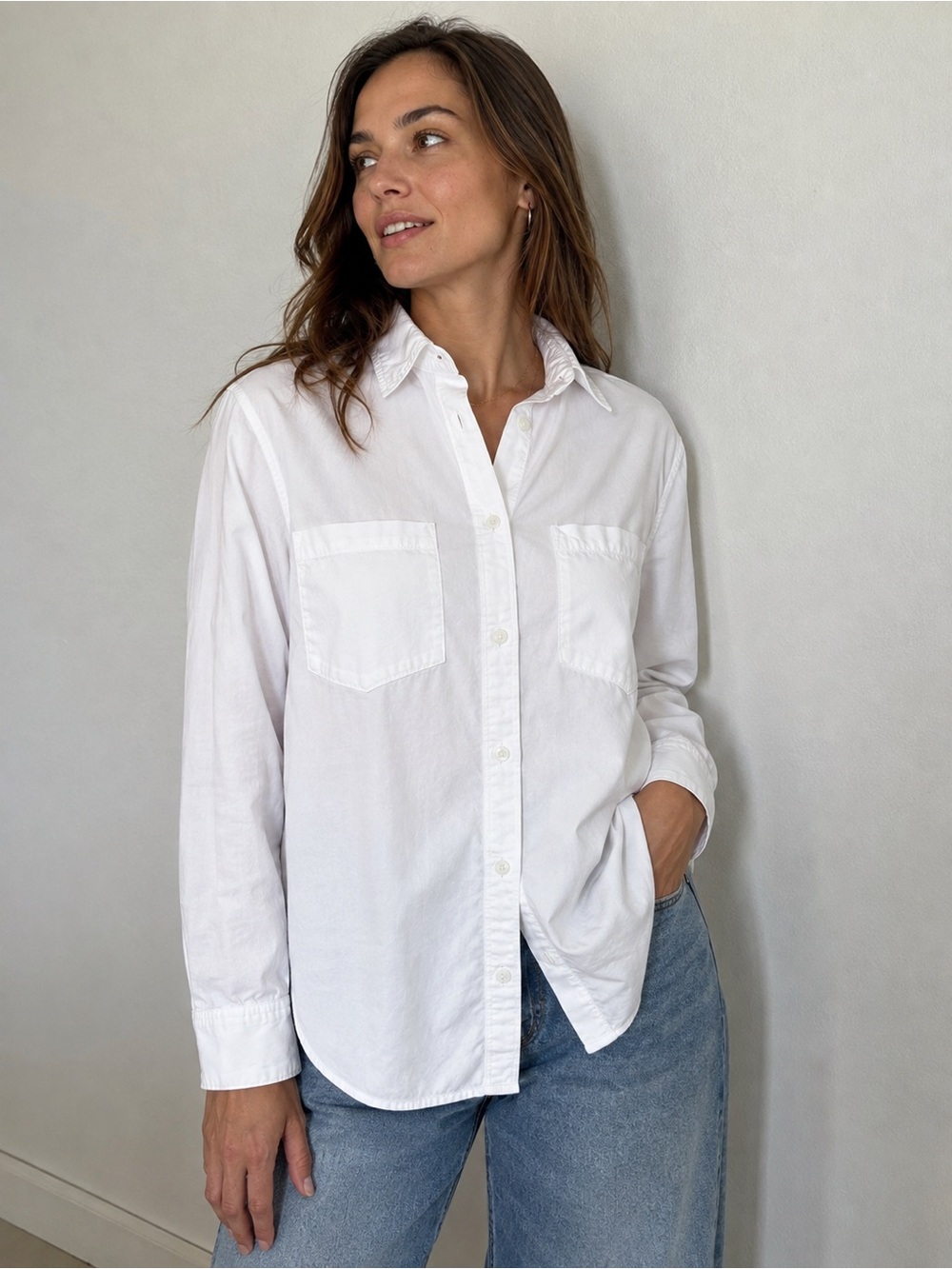 Madewell White Cotton Modal Oversized Button Down Shirt M